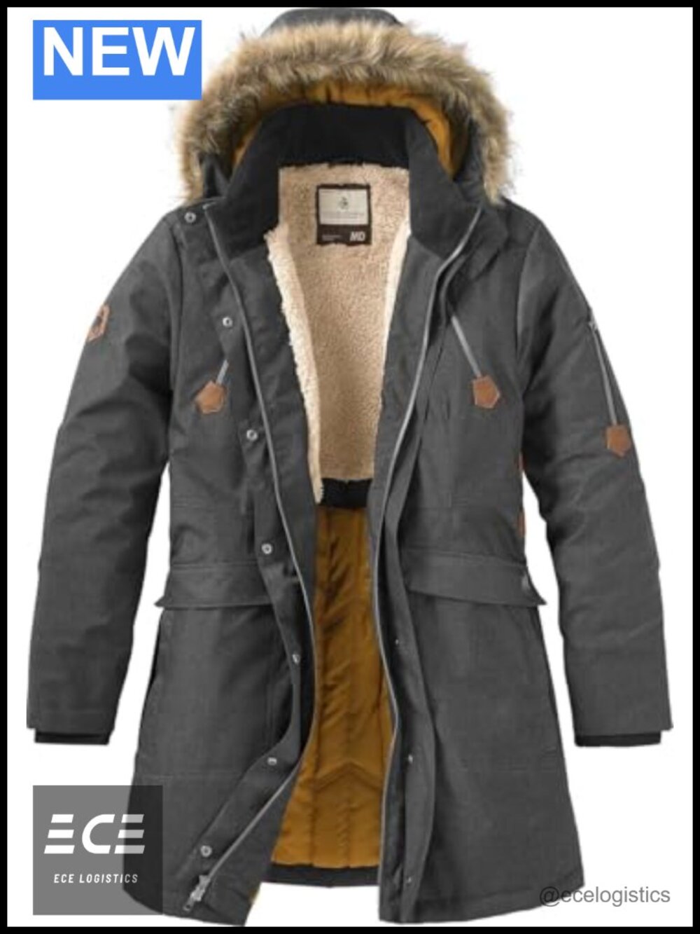 Womens Insulated Parka Coat with Hood Warm Winter Overcoat